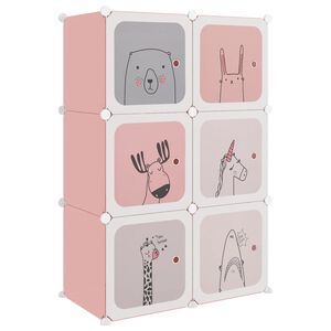 vidaXL Dulap de depozitare cub pentru copii, 6 cuburi, roz, PP