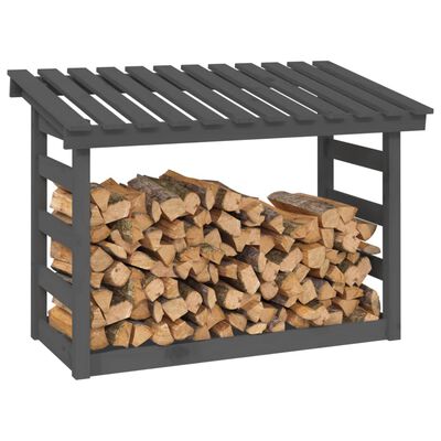 vidaXL Rastel pentru lemne de foc, gri, 108x64,5x78 cm, lemn masiv pin