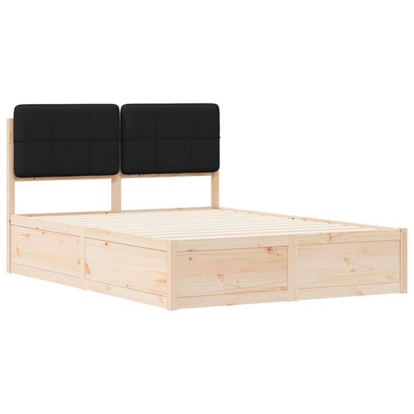 vidaXL Cadru de pat cu tăblie tapițată cu headboard Negru 150 x 200 cm
