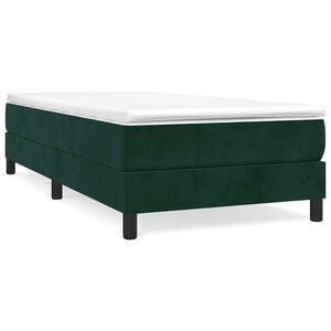 vidaXL Pat box spring cu saltea, verde &icirc;nchis, 80x200 cm, catifea