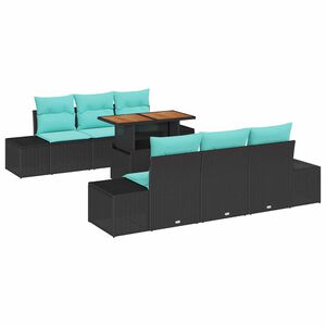 vidaXL Set de masă pentru grădină 7 buc. 6-Locuri Negru