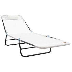vidaXL Șezlong pliabil Crem 182 x 55 x 85,5 cm Textilenă