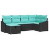 vidaXL Set de canapea 6 buc. Negru poliratan