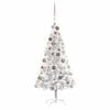 vidaXL Brad Crăciun pre-iluminat cu set globuri, argintiu, 120 cm, PET