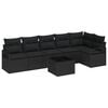 vidaXL Set de canapele pentru grădină cu pernă 7 pcs Negru poliratan