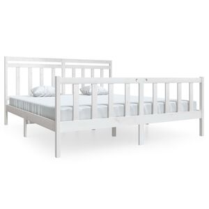 vidaXL Cadru de pat Super King, alb, 180x200 cm, lemn masiv