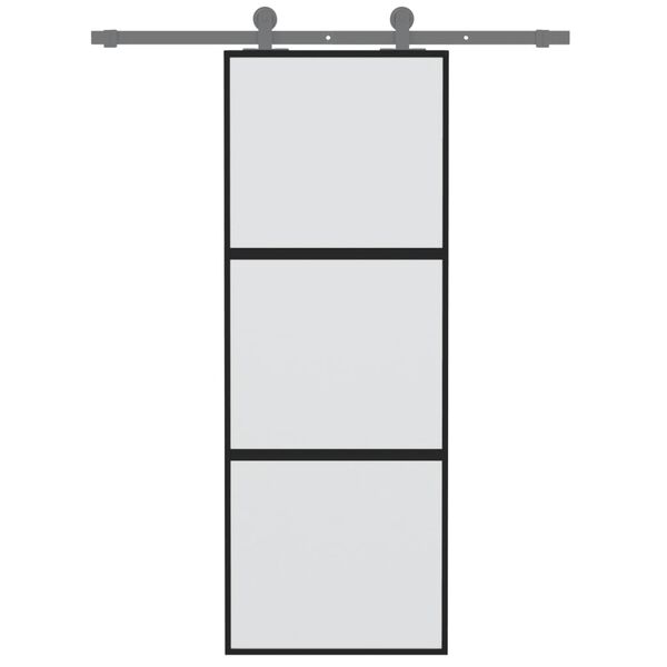 vidaXL Ușă glisantă, negru, 76x205 cm, sticlă securizată și aluminiu