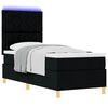 vidaXL Pat cu arcuri cu saltea cu headboard Negru 80 x 200 cm țesătură