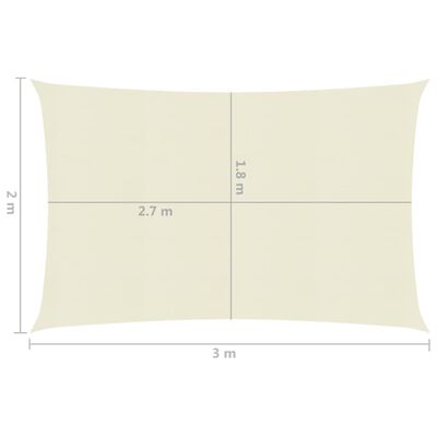 vidaXL Pânză parasolar, crem, 2 x 3 m, HDPE, 160 g/m²