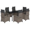vidaXL Set mobilier de grădină cu perne, 7 piese, gri, poliratan