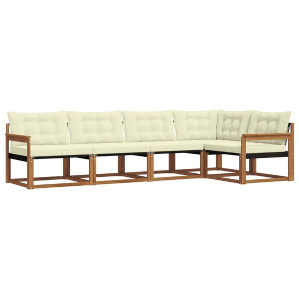 vidaXL Set de canapele de exterior cu pernă 5 pcs Natural și Crem