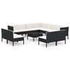 vidaXL Set mobilier de grădină cu perne, 12 piese, negru, poliratan