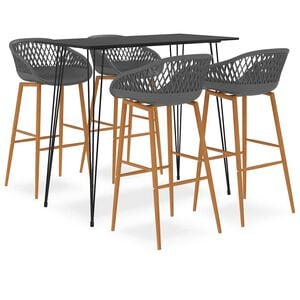 vidaXL Set mobilier de bar, 5 piese, negru și gri