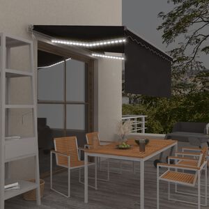 vidaXL Copertină automată cu stor&LED&senzor v&acirc;nt, antracit, 3x2,5 m