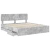 vidaXL Cadru de pat cu headboard Gri Beton 180 x 200 cm Lemn prelucrat