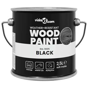 vidaXL Vopsea pentru lemn Negru 2,5 L Print pe perete