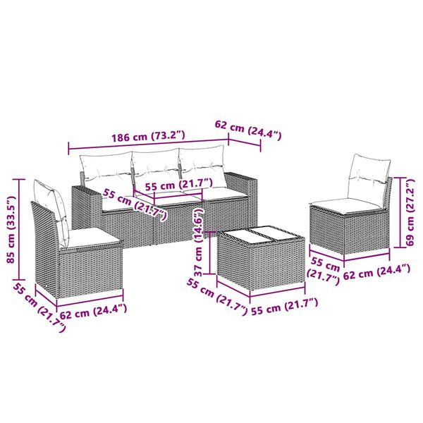 vidaXL Set canapele de grădină cu perne, 6 piese gri deschis poliratan