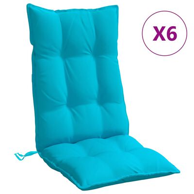 vidaXL Perne scaun cu spătar înalt, 6 buc, turcoaz, țesătură Oxford