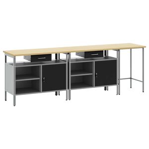 vidaXL Set banc de lucru 3 buc. Roșu și gri Oțel vopsit electrostatic