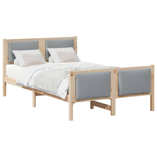 vidaXL Cadru de pat cu headboard Gri deschis 120 x 200 cm țesătură
