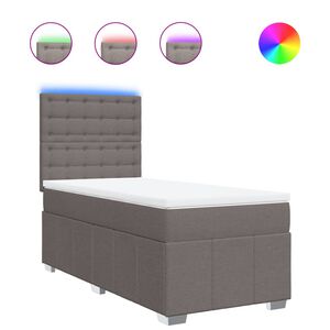 vidaXL Pat box spring cu saltea, gri taupe, 90x190 cm, textil