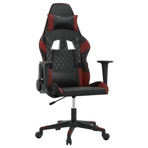 vidaXL Scaun de gaming de masaj, negru și roșu vin, piele ecologică