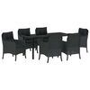 vidaXL Set de masă pentru grădină cu pernă 7 pcs Negru poliratan