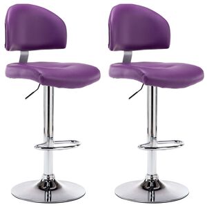 vidaXL Scaune de bar, 2 buc., violet, piele ecologică