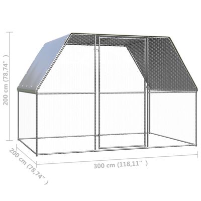 vidaXL Coteț de păsări pentru exterior, 3x2x2 m, oțel galvanizat