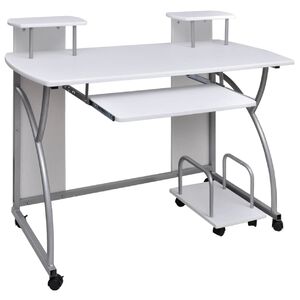 vidaXL Birou de computer, alb, 110x52x88,5 cm, lemn prelucrat