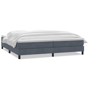 vidaXL Pat box spring cu saltea, gri &icirc;nchis, 180x220 cm, catifea