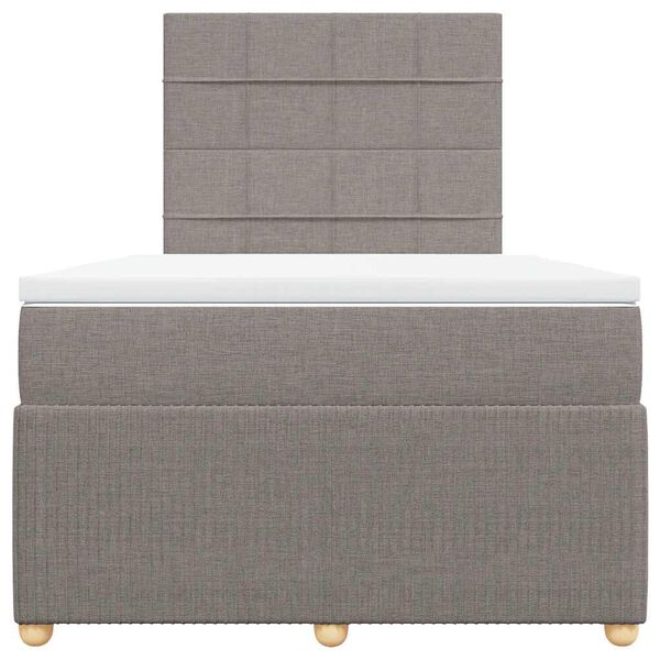 vidaXL Pat box spring cu saltea, taupe, 120x190 cm material textil