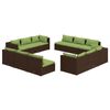 vidaXL Set mobilier de grădină cu perne, 12 piese, maro, poliratan