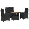 vidaXL Set mobilier de grădină cu perne, 4 piese, negru, poliratan