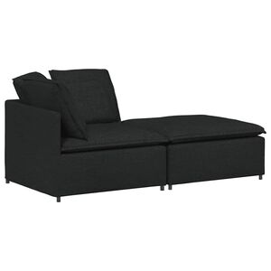 vidaXL Canapea modulară cu taburet și perne, material textil, negru