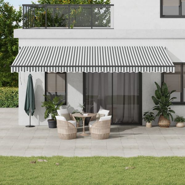 vidaXL Copertină retractabilă automat LED-uri antracit/alb 600x350 cm