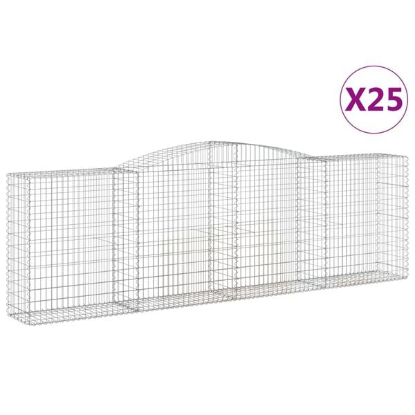 vidaXL Coșuri gabion arcuite 25 buc, 400x50x120/140cm, fier galvanizat