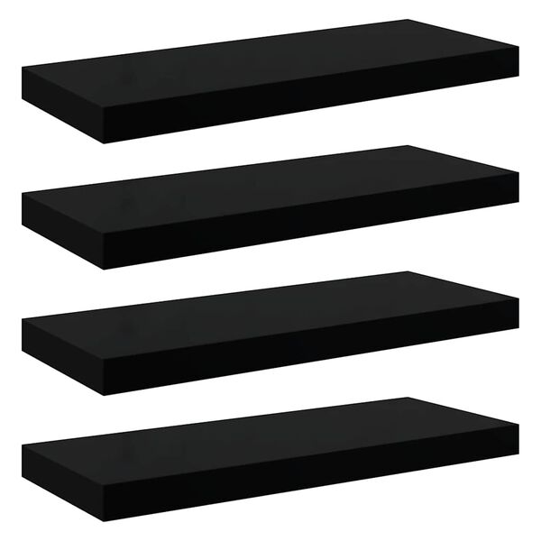 vidaXL Rafturi de perete 4 buc. negru extralucios, 60x23,5x3,8 cm, MDF