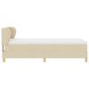 vidaXL Pat cu arcuri cu saltea cu headboard Crem 90 x 190 cm țesătură