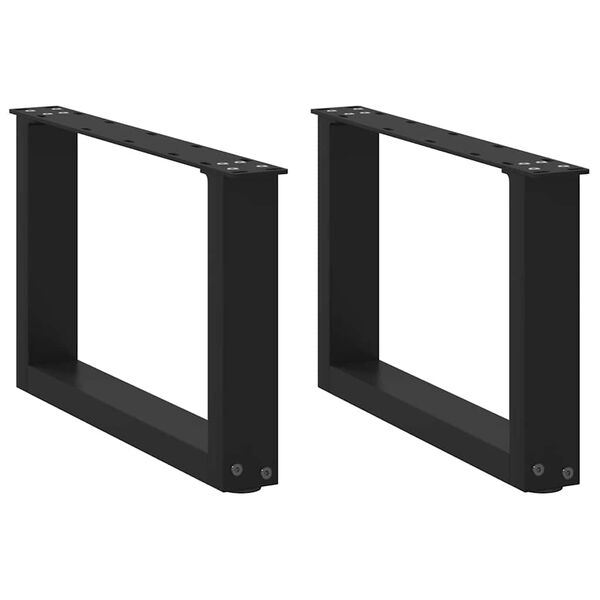 vidaXL Picioare pentru măsuță de cafea &icirc;n formă de U, 2 buc., negru, 50x(30-31) cm, oțel
