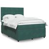 vidaXL Pat box spring cu saltea, verde &icirc;nchis, 160x200 cm, catifea