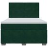 vidaXL Pat box spring cu saltea, verde &icirc;nchis, 140x190 cm, catifea