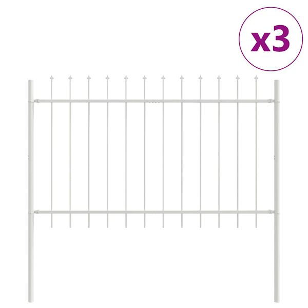 vidaXL Gard de Grădină 3 pcs Alb 5,1 x 1,2 m Oțel acoperit cu pulbere