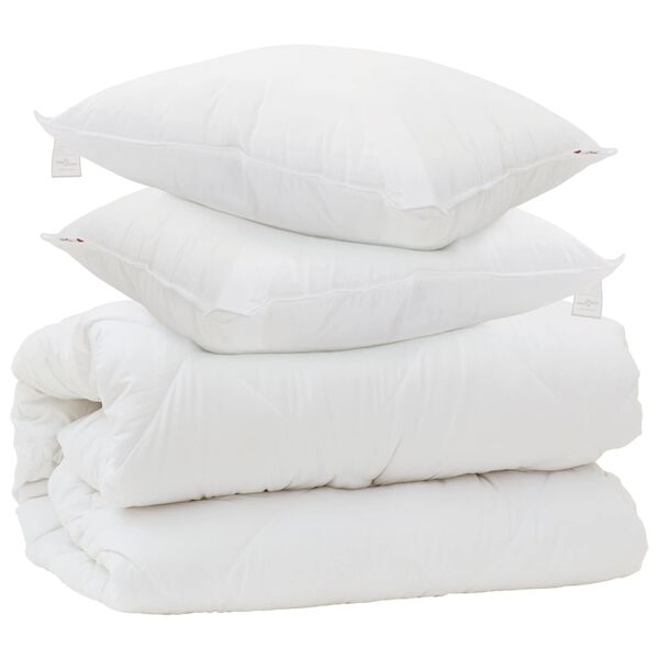 vidaXL Duvet cu perne cu pernă 3 pcs Alb Microfibră