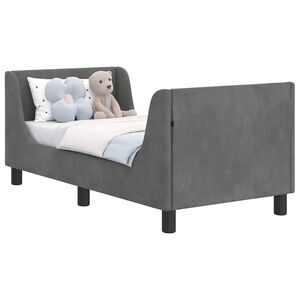vidaXL Cadru de pat pentru copii cu spătar Gri &icirc;nchis 70 x 140 cm