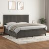 vidaXL Pat box spring cu saltea, gri &icirc;nchis, 200x200 cm, catifea