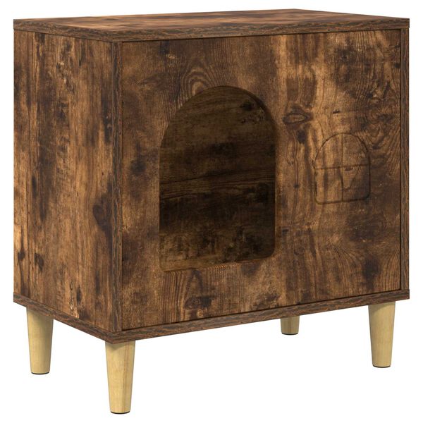 vidaXL Casa pentru pisici Stejar fumuriu 51 x 30 x 52 cm Lemn compozit