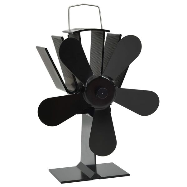 vidaXL Ventilator de sobă cu alimentare termică, 5 palete, negru