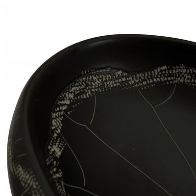 vidaXL Lavoar de blat, negru, 59x40x15 cm, ceramică, oval