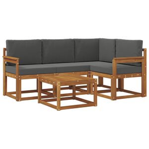 vidaXL Set de canapele de exterior cu pernă 5 pcs Natural și Antracit